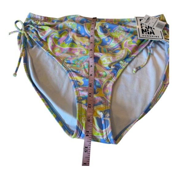 California High Waist Drawstring Full Bottom Pastel Paisley Swim Separate Size 3 - Picture 8 of 16
